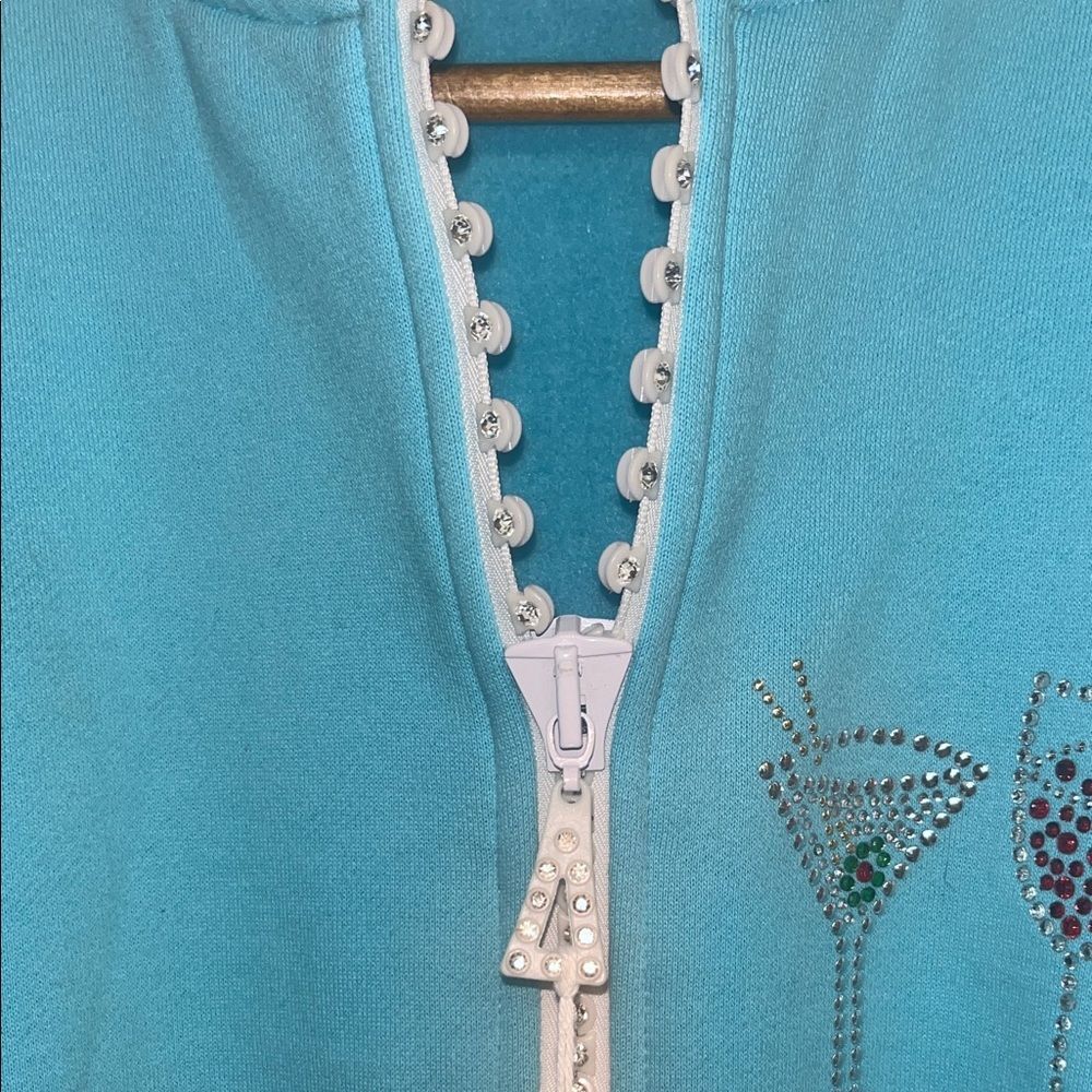 Aces Sz Large Funny Ladies Drinks Happy Hour Sparkly Detail Zip Up Sweatshirt - Picture 9 of 10